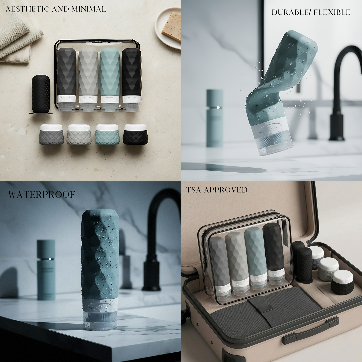 Premium Silicone Travel Bottle Set